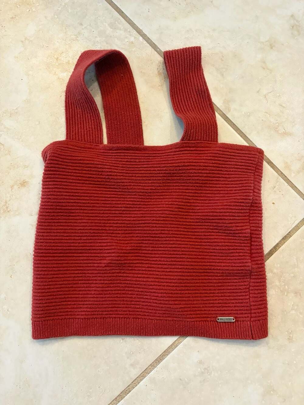 Hollister Ribbed Crop Tank Top Size S Red